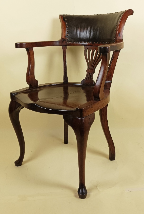 Antique Edwardian Queen Anne Style Desk Chair